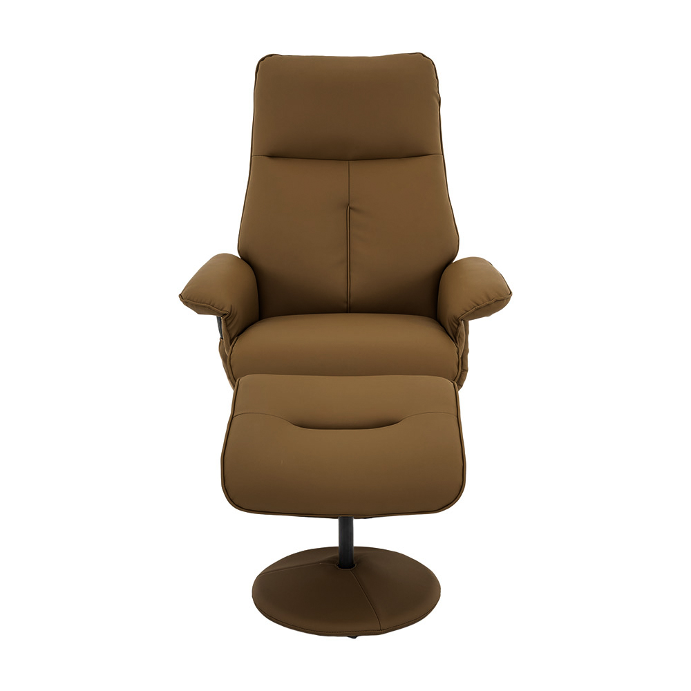Poltrona de Massagem Reclinável Arizona Giratória com Puff para os Pés Pu Caramelo G56 - Gran Belo