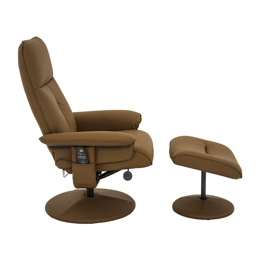 Poltrona de Massagem Reclinável Arizona Giratória com Puff para os Pés Pu Caramelo G56 - Gran Belo