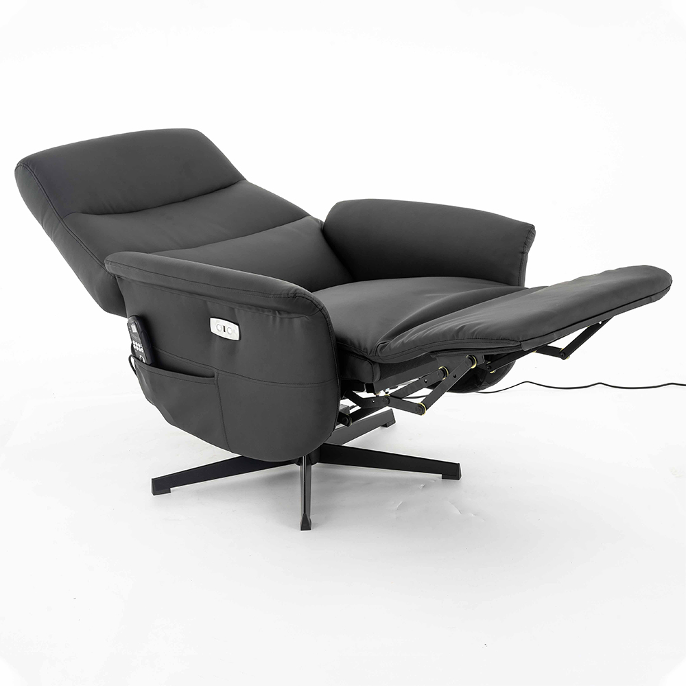 Poltrona de Massagem Reclinável Nevada Giratória com USB PU Preto G56 - Gran Belo