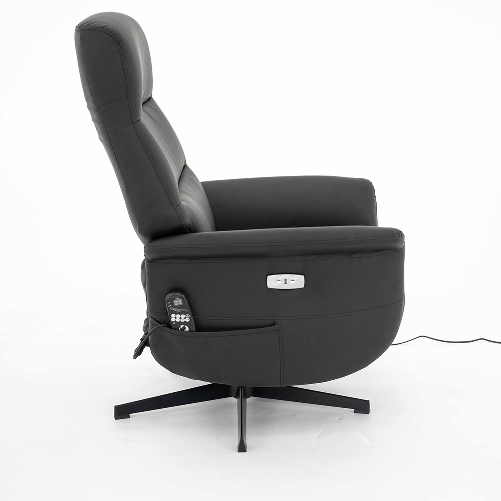 Poltrona de Massagem Reclinável Nevada Giratória com USB PU Preto G56 - Gran Belo