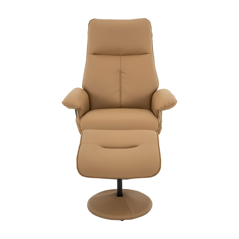 Poltrona de Massagem Reclinável e Giratória Arizona com Apoio de Pés Pu Caramelo G56 - Gran Belo