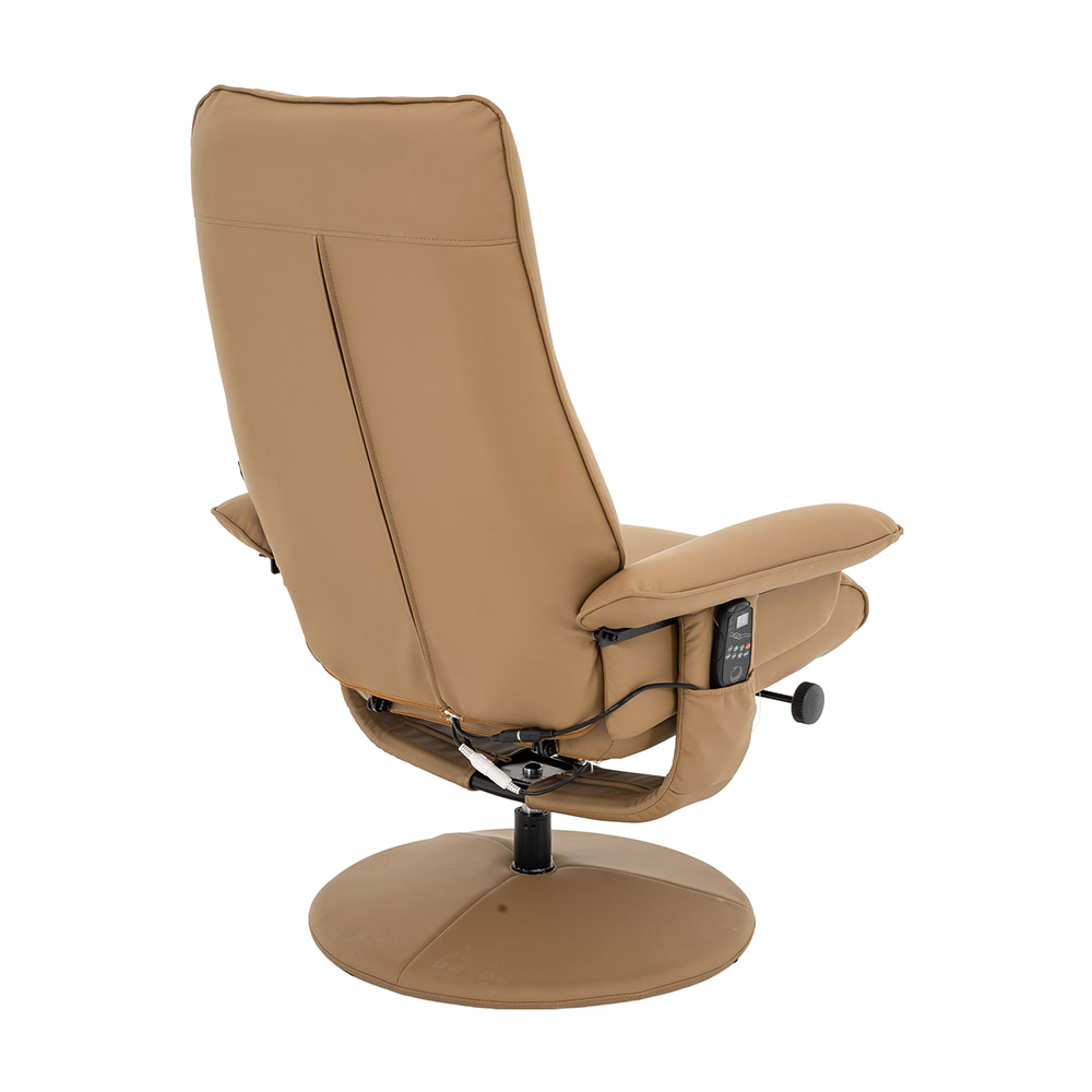 Poltrona de Massagem Reclinável e Giratória Arizona com Apoio de Pés Pu Caramelo G56 - Gran Belo