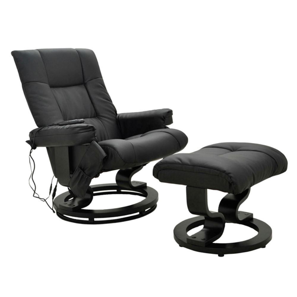 Poltrona de Massagem Tustin Elétrica Reclinável Giratória PU Preta G56 - Gran Belo