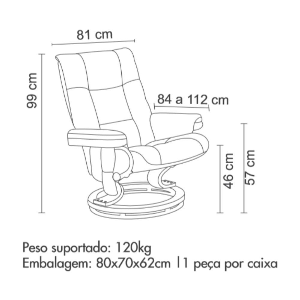 Poltrona de Massagem Tustin Elétrica Reclinável Giratória PU Preta G56 - Gran Belo