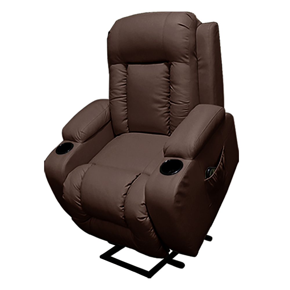 Poltrona do Papai Austin com Elevação Lift 150º Massagem Aquecimento PU Marrom Chocolate G31 - Gran Belo