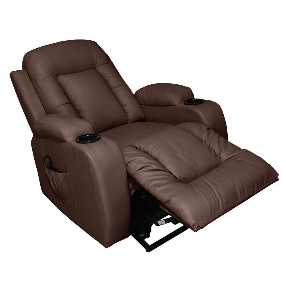 Poltrona do Papai Austin com Elevação Lift 150º Massagem Aquecimento PU Marrom Chocolate G31 - Gran Belo
