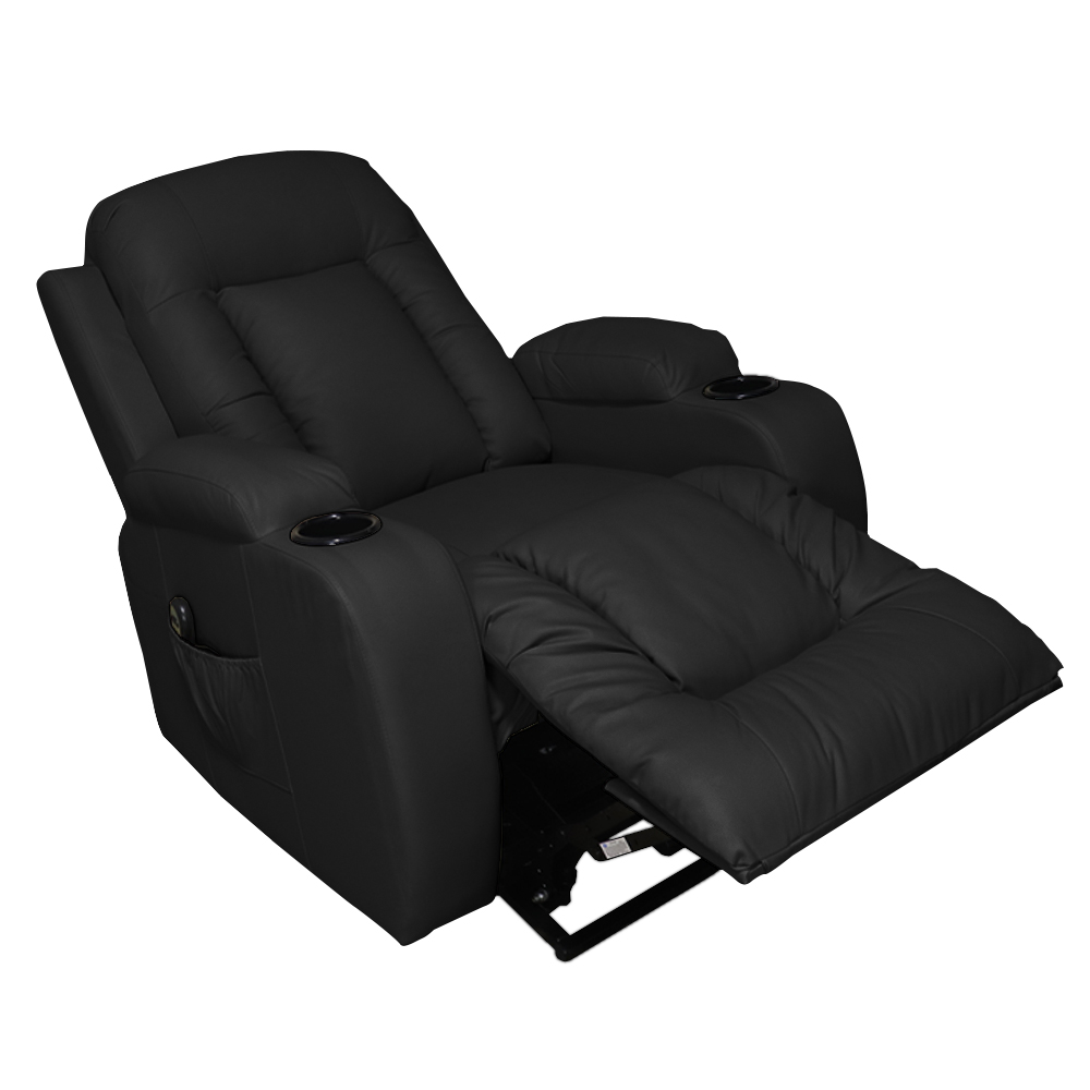 Poltrona do Papai Austin com Elevação Lift 150º Massagem Aquecimento PU Preto G31 - Gran Belo