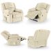 Poltrona do Papai Descanso Reclinável Sala de Cinema Madrid Power Elétrica Massagem USB PU Bege G23