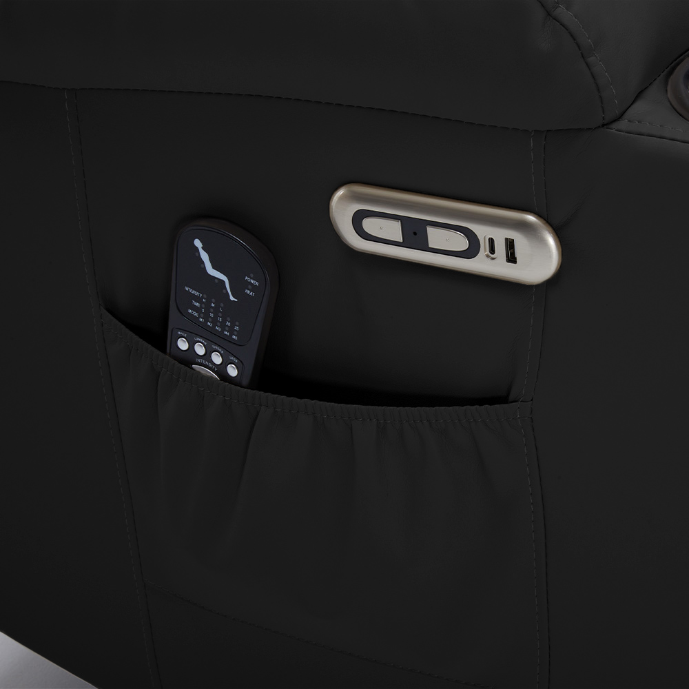 Poltrona do Papai Elétrica Reclinável Austin com Massagem Aquecimento entrada USB/USB-C PU Preto G94 - Gran Belo