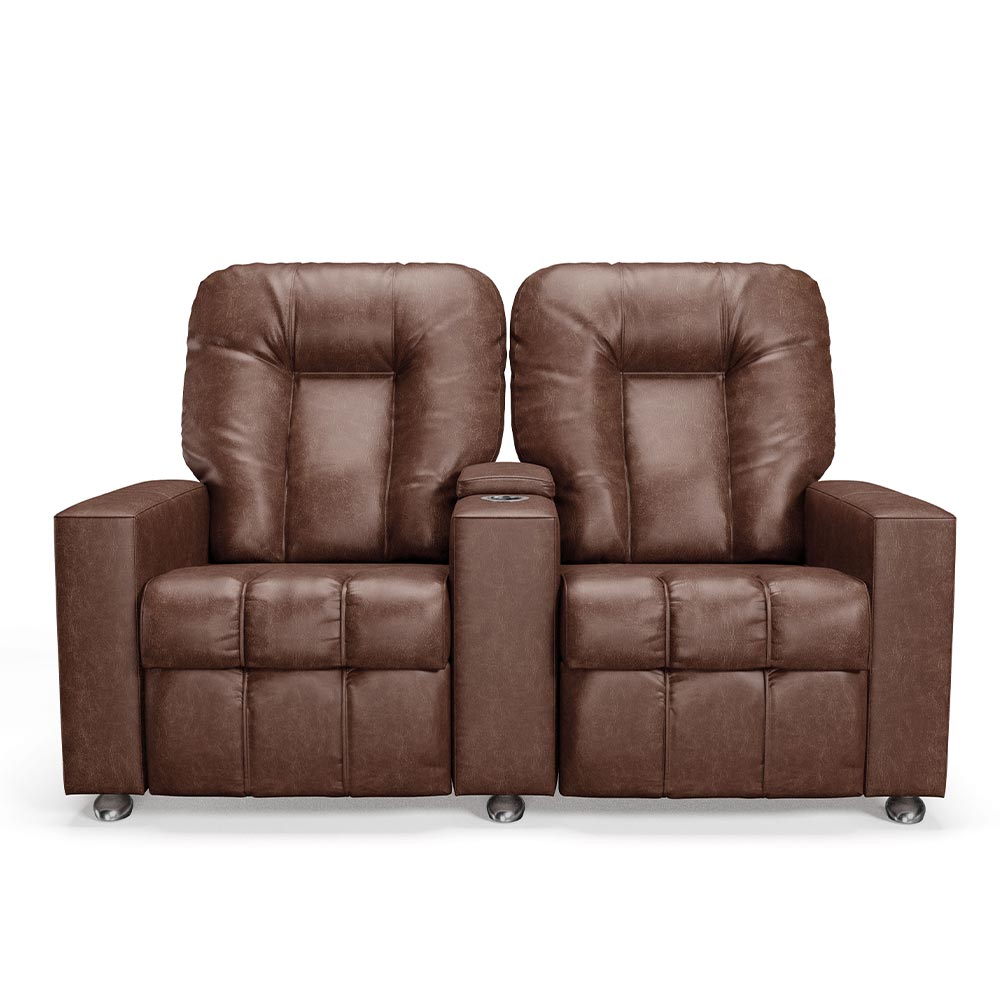 Poltrona do Papai Reclinável 2 Lugares Sala de Cinema Pequim Manual PU Marrom G23 - Gran Belo
