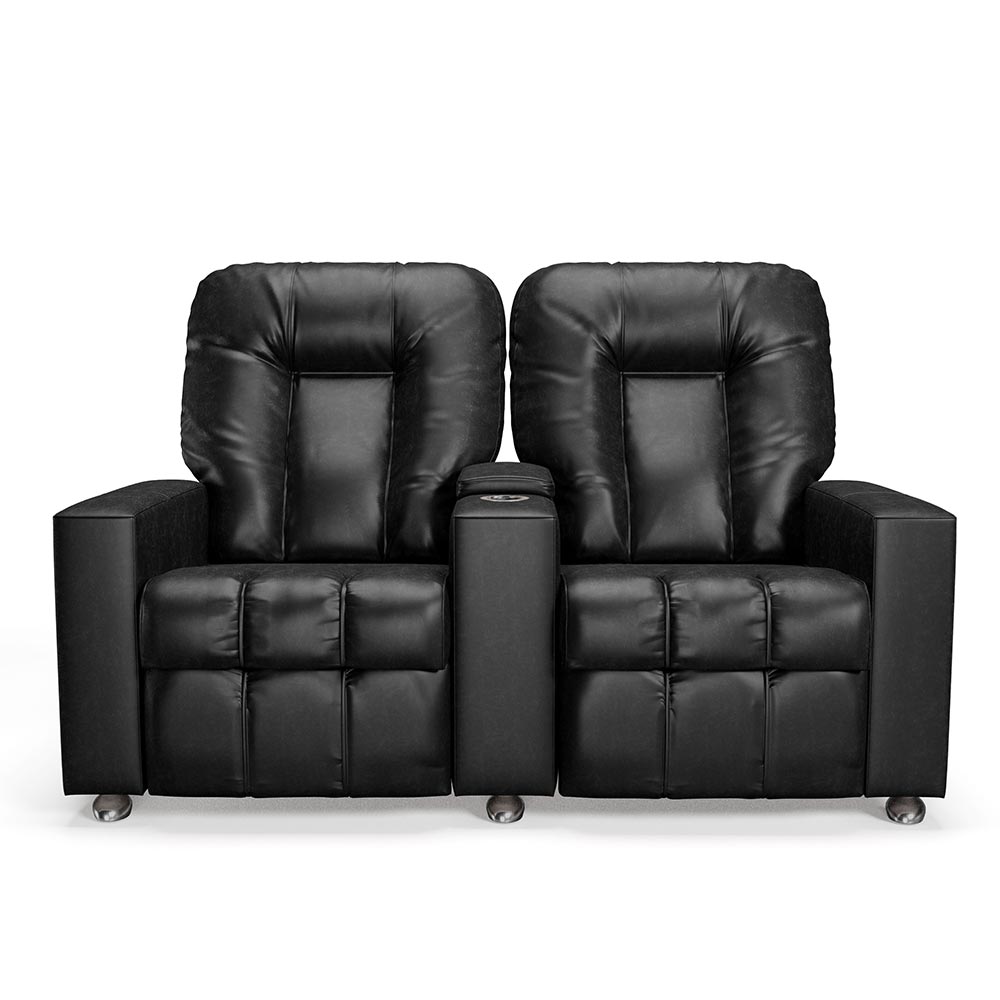 Poltrona do Papai Reclinável 2 Lugares Sala de Cinema Pequim Manual PU Preto G23 - Gran Belo