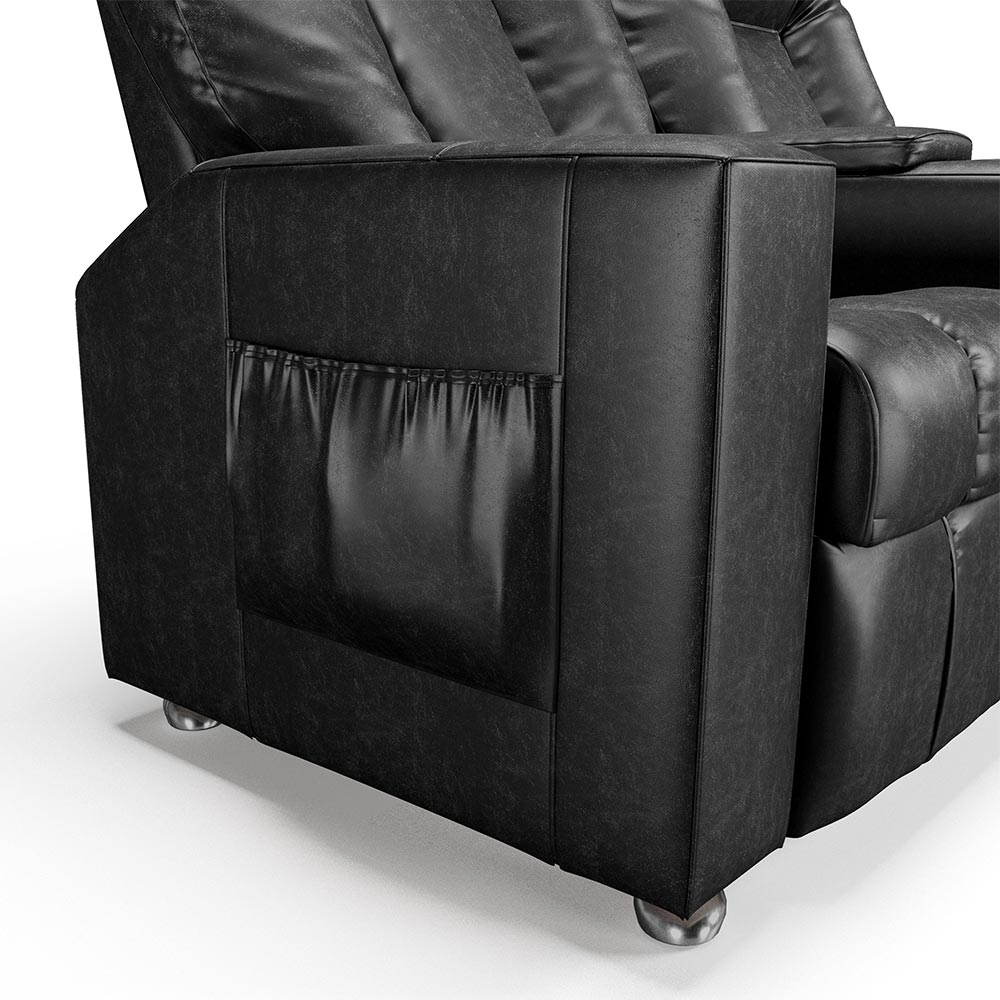 Poltrona do Papai Reclinável 2 Lugares Sala de Cinema Pequim Manual PU Preto G23 - Gran Belo