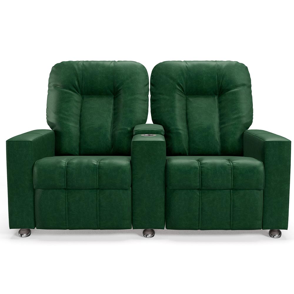 Poltrona do Papai Reclinável 2 Lugares Sala de Cinema Pequim Manual PU Verde G23 - Gran Belo