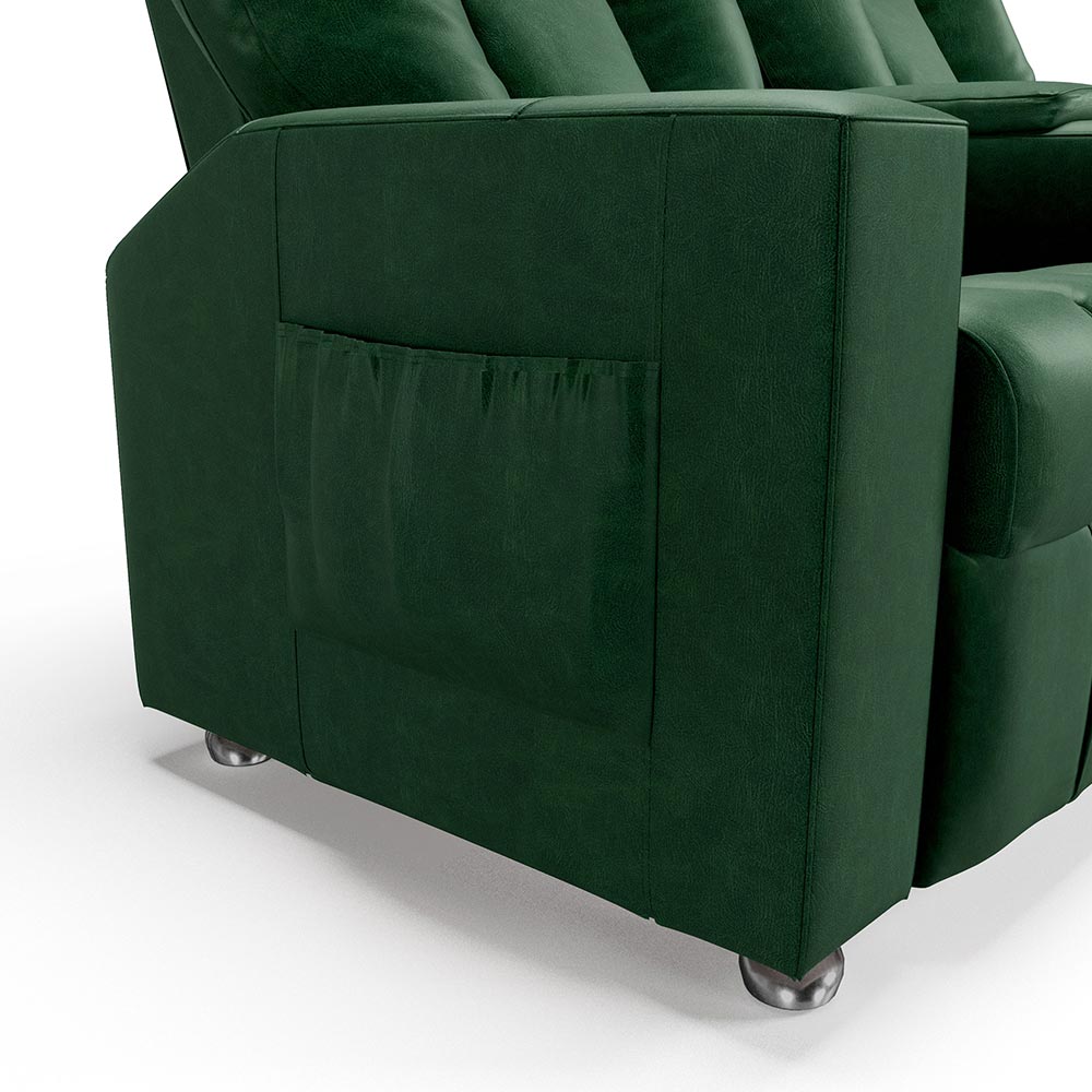 Poltrona do Papai Reclinável 2 Lugares Sala de Cinema Pequim Manual PU Verde G23 - Gran Belo
