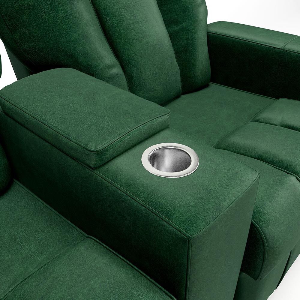 Poltrona do Papai Reclinável 2 Lugares Sala de Cinema Pequim Manual PU Verde G23 - Gran Belo