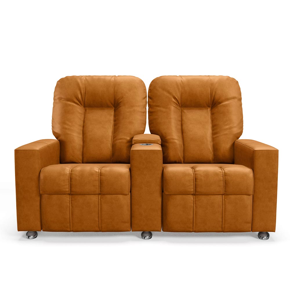 Poltrona do Papai Reclinável 2 Lugares Sala de Cinema Pequim Manual PU Whisky G23 - Gran Belo