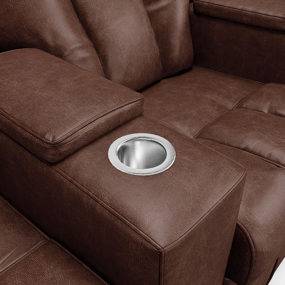 Poltrona do Papai Reclinável 3 Lugares Sala de Cinema Pequim Manual PU Marrom G23 - Gran Belo