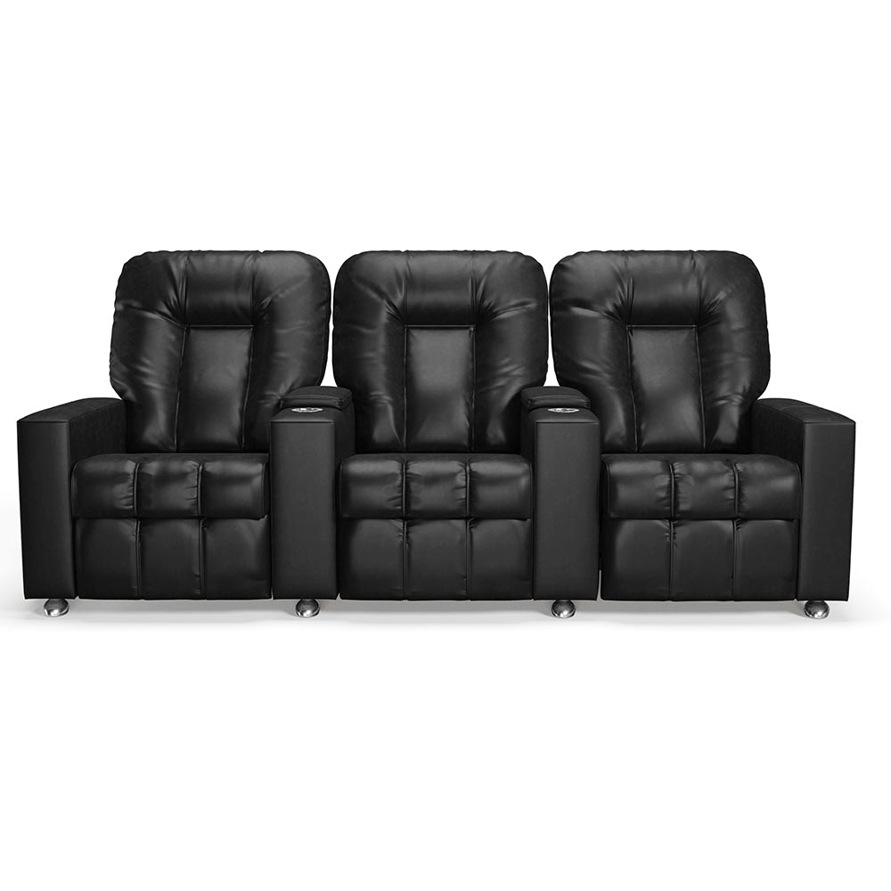 Poltrona do Papai Reclinável 3 Lugares Sala de Cinema Pequim Manual PU Preto G23 - Gran Belo