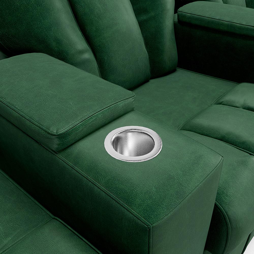 Poltrona do Papai Reclinável 3 Lugares Sala de Cinema Pequim Manual PU Verde G23 - Gran Belo
