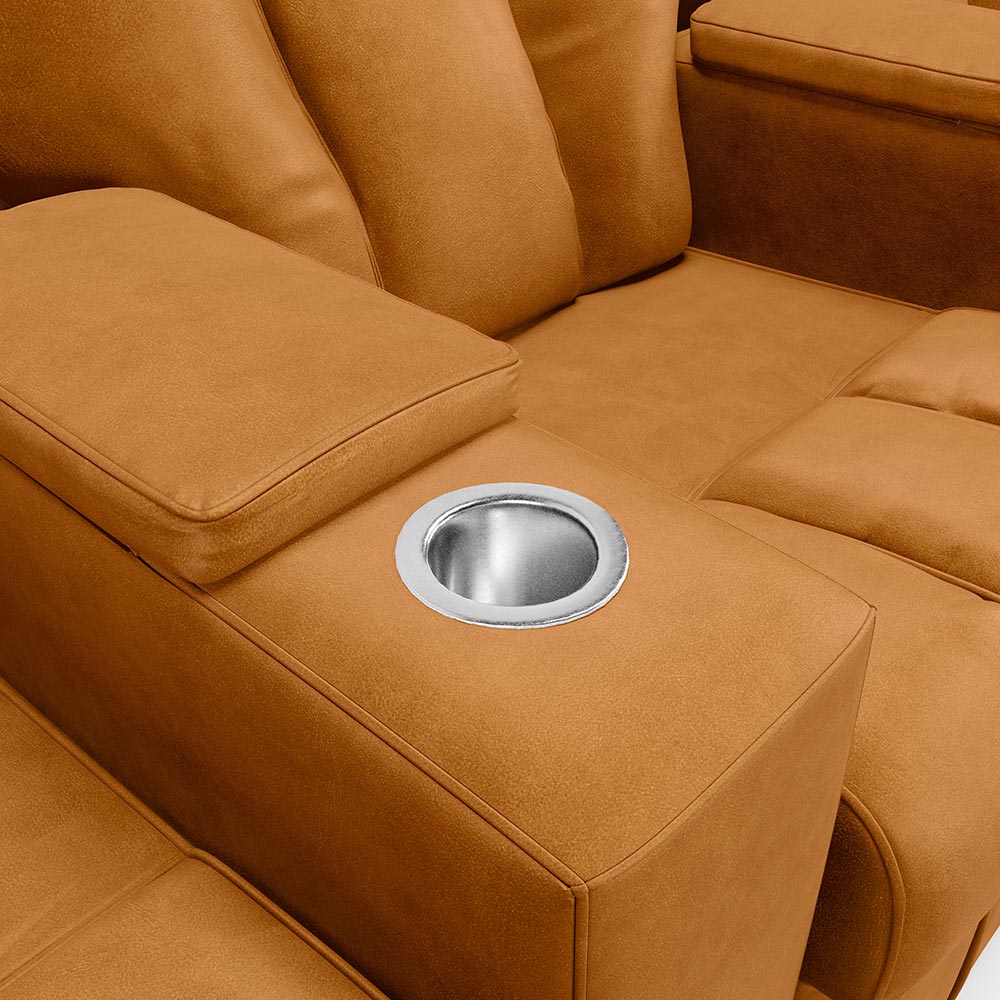 Poltrona do Papai Reclinável 3 Lugares Sala de Cinema Pequim Manual PU Whisky G23 - Gran Belo
