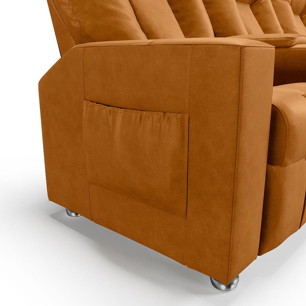 Poltrona do Papai Reclinável 3 Lugares Sala de Cinema Pequim Manual PU Whisky G23 - Gran Belo