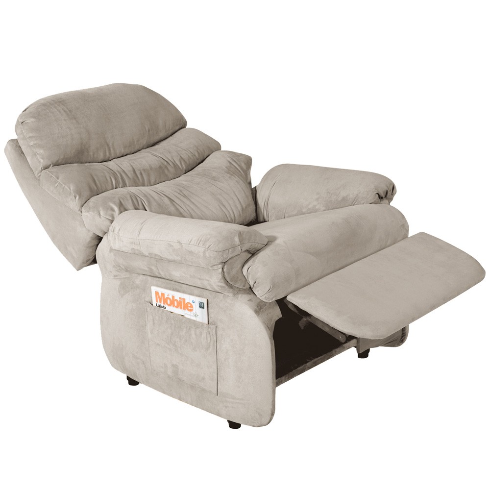 Poltrona do Papai Reclinável Debby Suede Areia G30 - Gran Belo