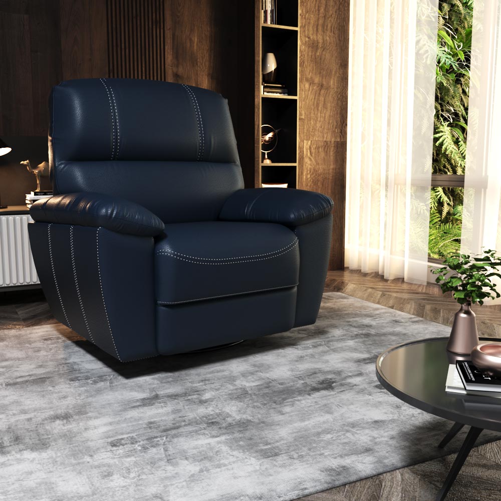 Poltrona do Papai Reclinável Elétrica Armênia Power Touch Couro Azul G40 - Gran Belo