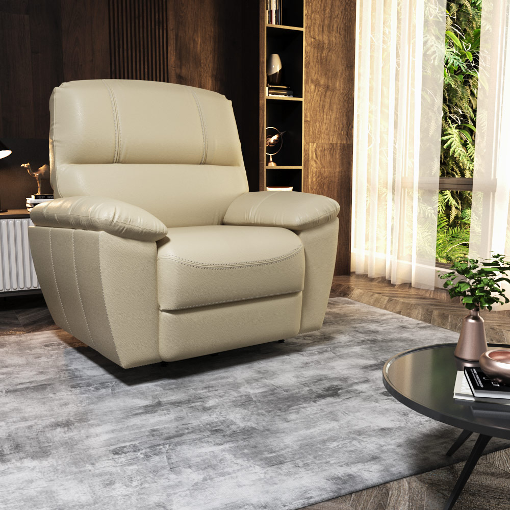 Poltrona do Papai Reclinável Elétrica Armênia Power Touch Couro Off White G40 - Gran Belo