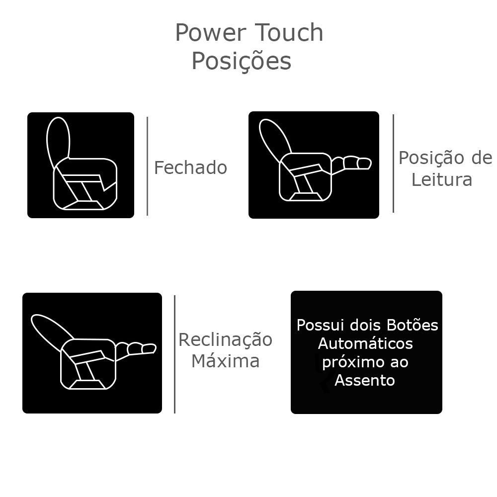Poltrona do Papai Reclinável Elétrica Armênia Power Touch Couro Preto G40 - Gran Belo