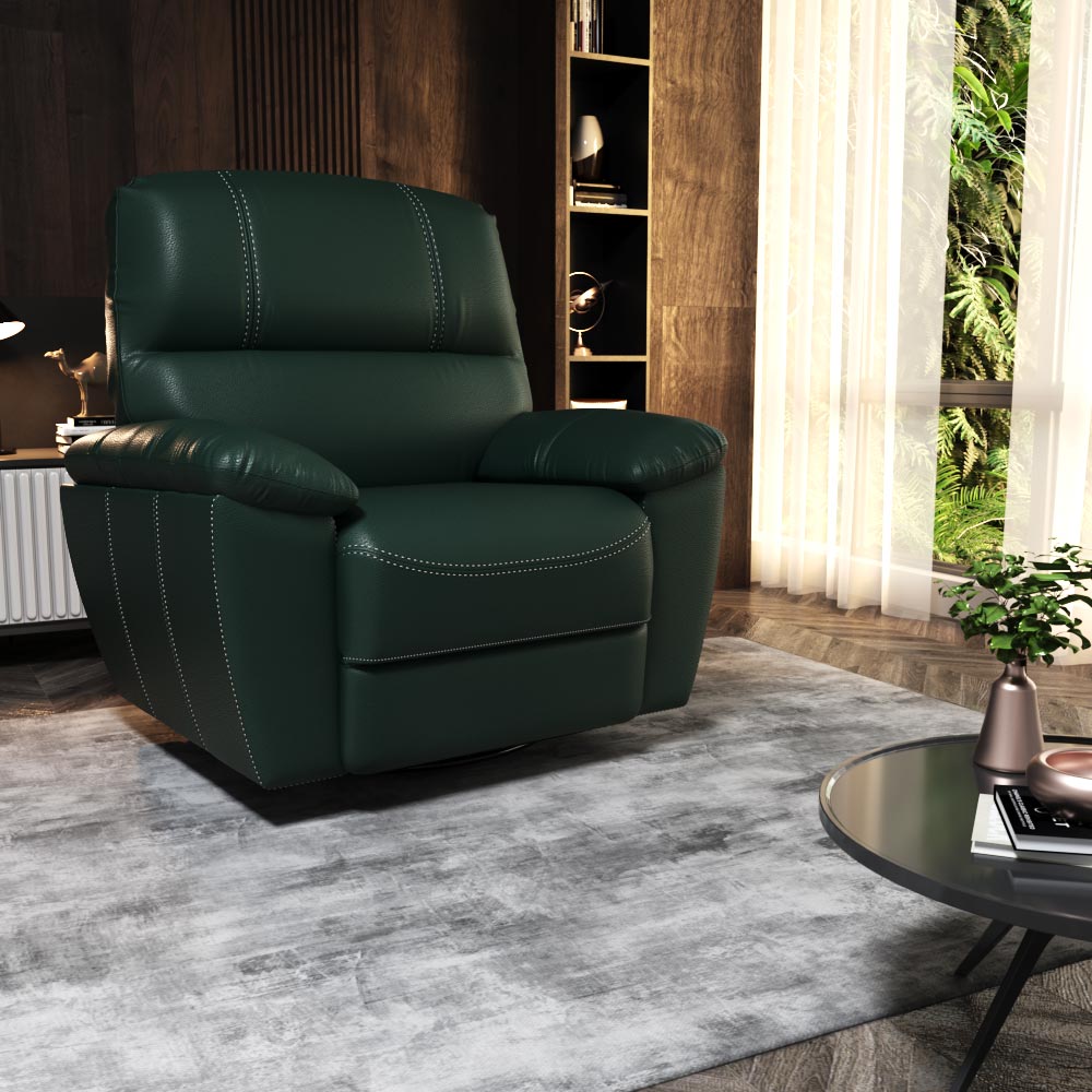 Poltrona do Papai Reclinável Elétrica Armênia Power Touch Couro Verde G40 - Gran Belo