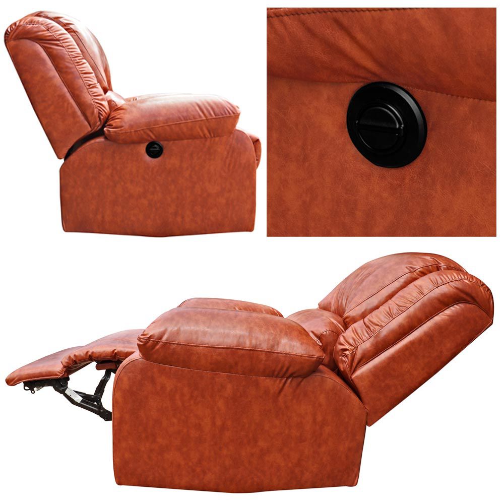 Poltrona do Papai Reclinável Elétrica Magnum PU Sintético Caramelo G23 - Gran Belo