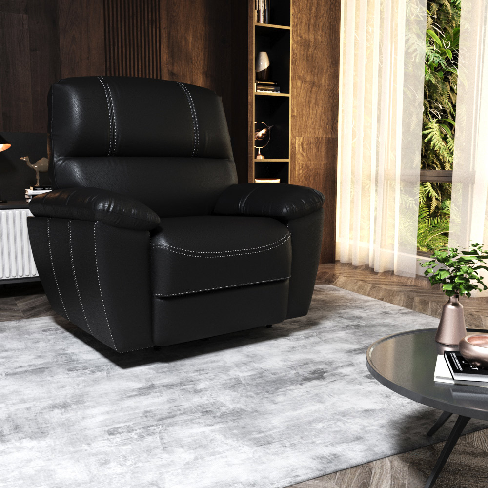Poltrona do Papai Reclinável Elétrica Power Touch Armênia Couro Preto G40 - Gran Belo