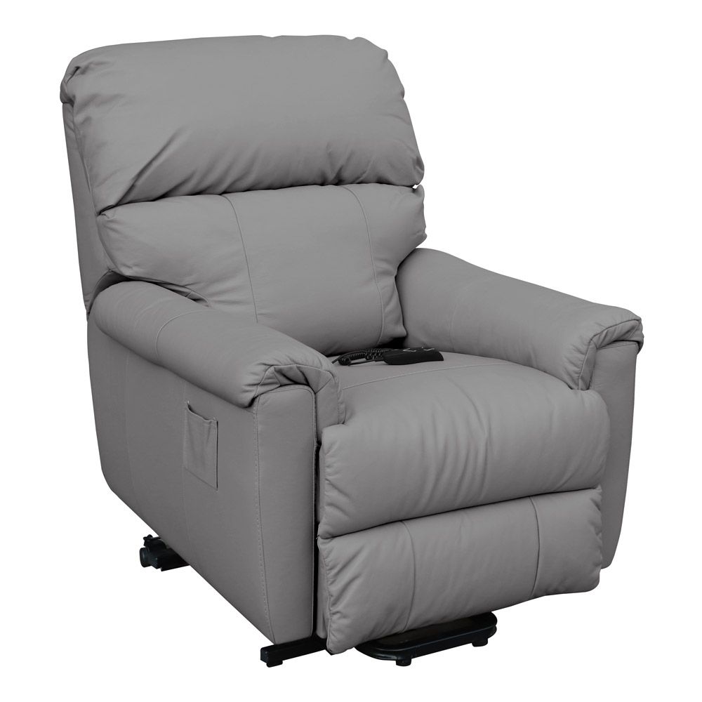 Poltrona do Papai Reclinável Elétrica com Controle Kyoto Lift Couro Cinza G43 - Gran Belo