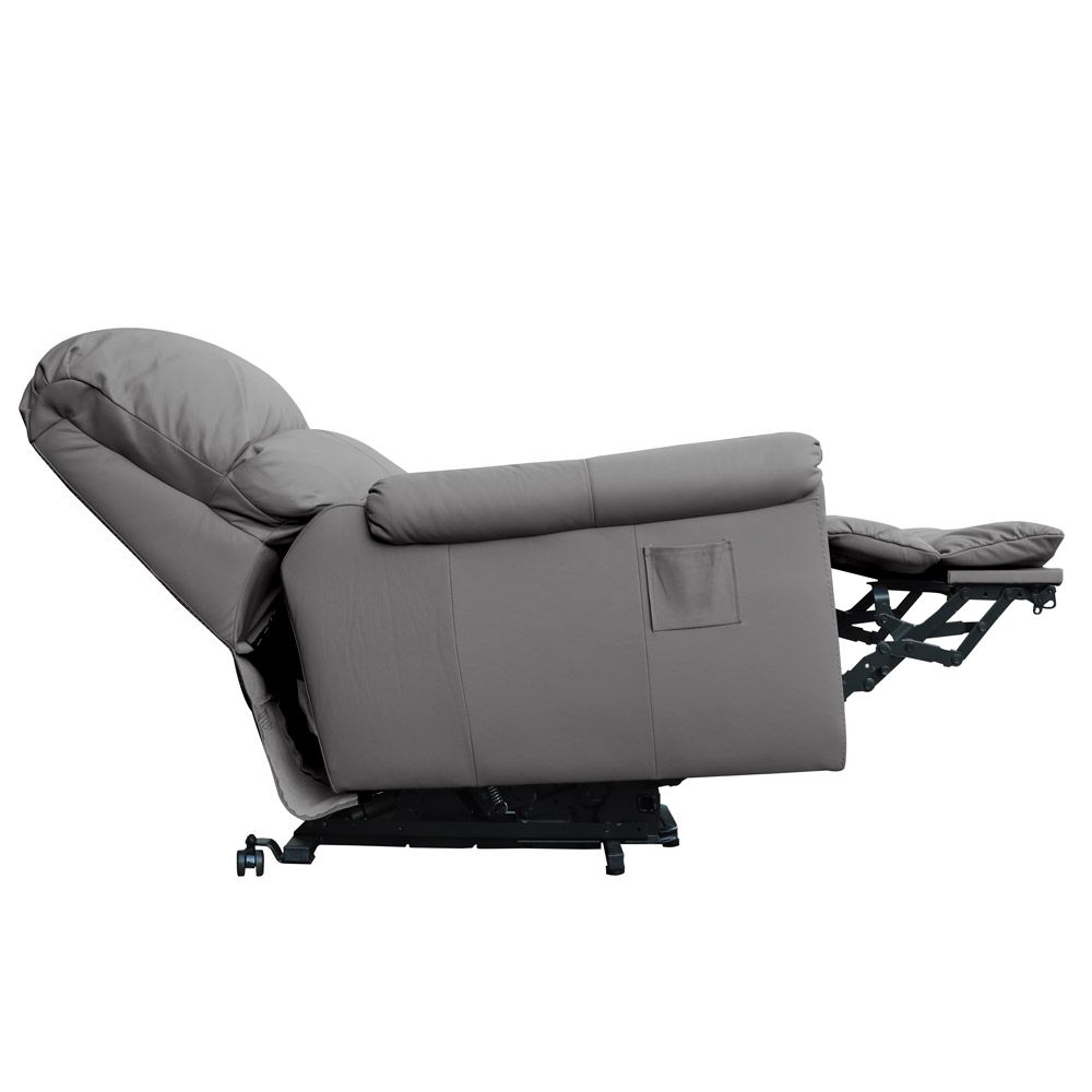 Poltrona do Papai Reclinável Elétrica com Controle Kyoto Lift Couro Cinza G43 - Gran Belo