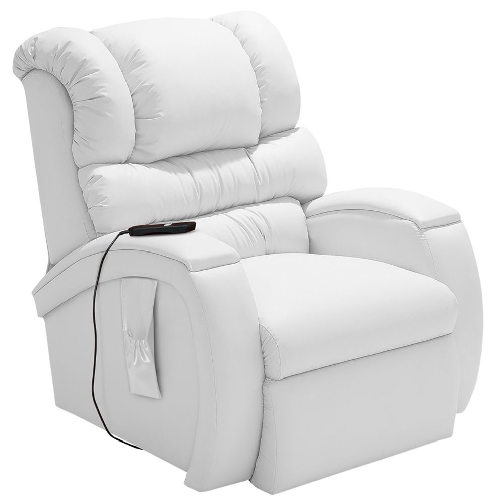 Poltrona do Papai Reclinável Elétrica com Controle Sala de Estar Oasis PU Sintético Branco G23 - Gran Belo