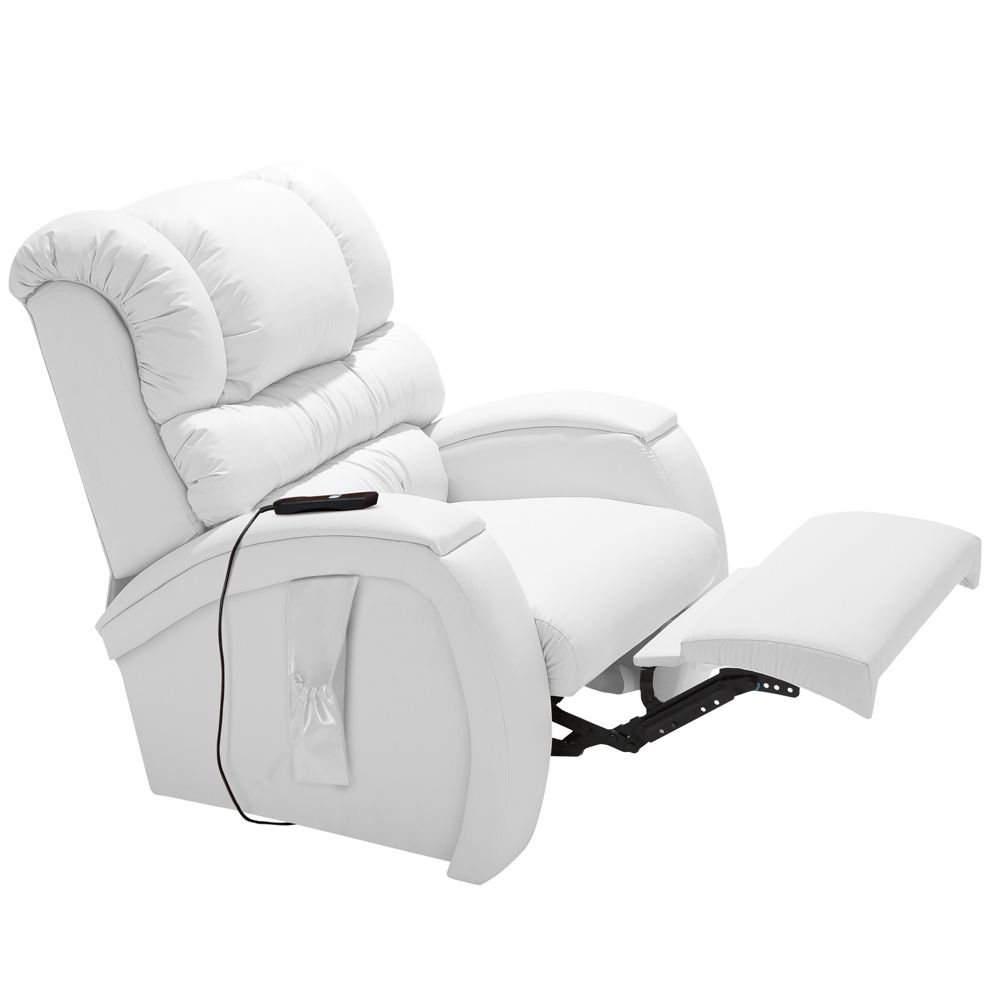 Poltrona do Papai Reclinável Elétrica com Controle Sala de Estar Oasis PU Sintético Branco G23 - Gran Belo