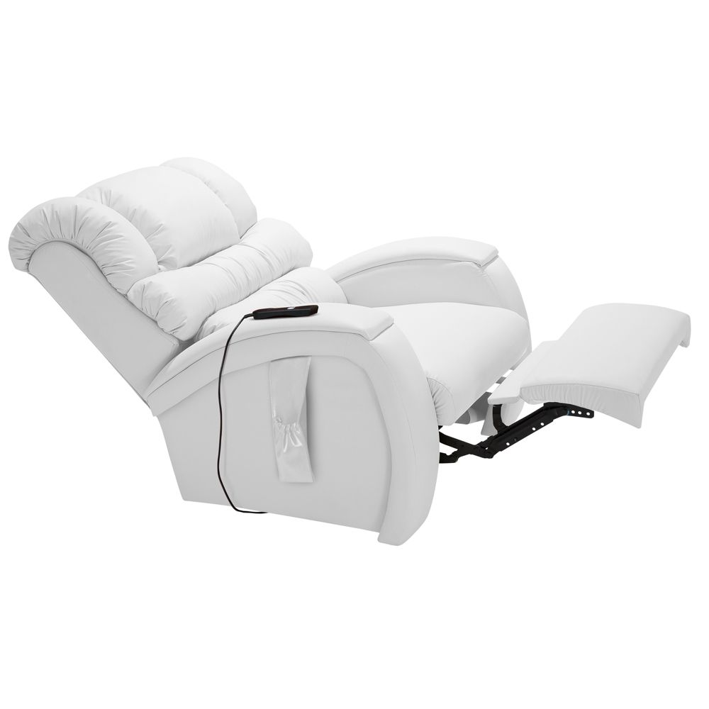 Poltrona do Papai Reclinável Elétrica com Controle Sala de Estar Oasis PU Sintético Branco G23 - Gran Belo
