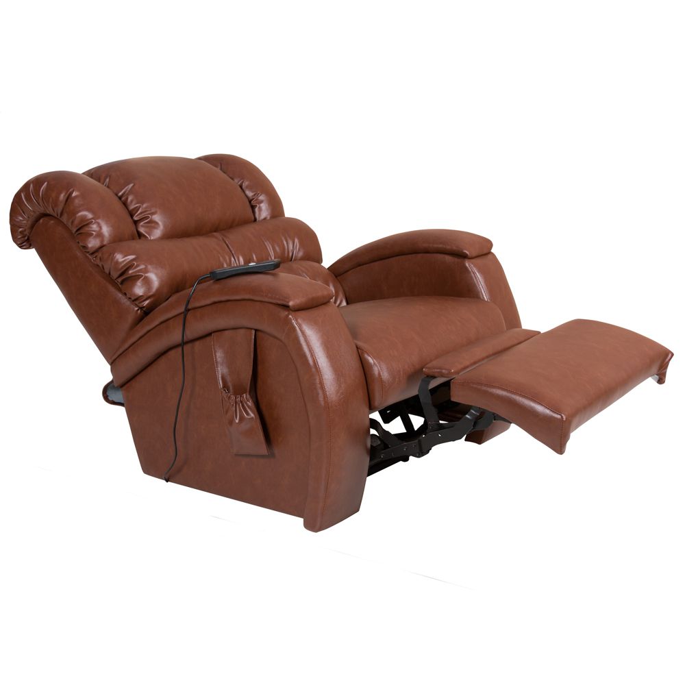 Poltrona do Papai Reclinável Elétrica com Controle Sala de Estar Oasis PU Sintético Caramelo Brilho G23 - Gran Belo