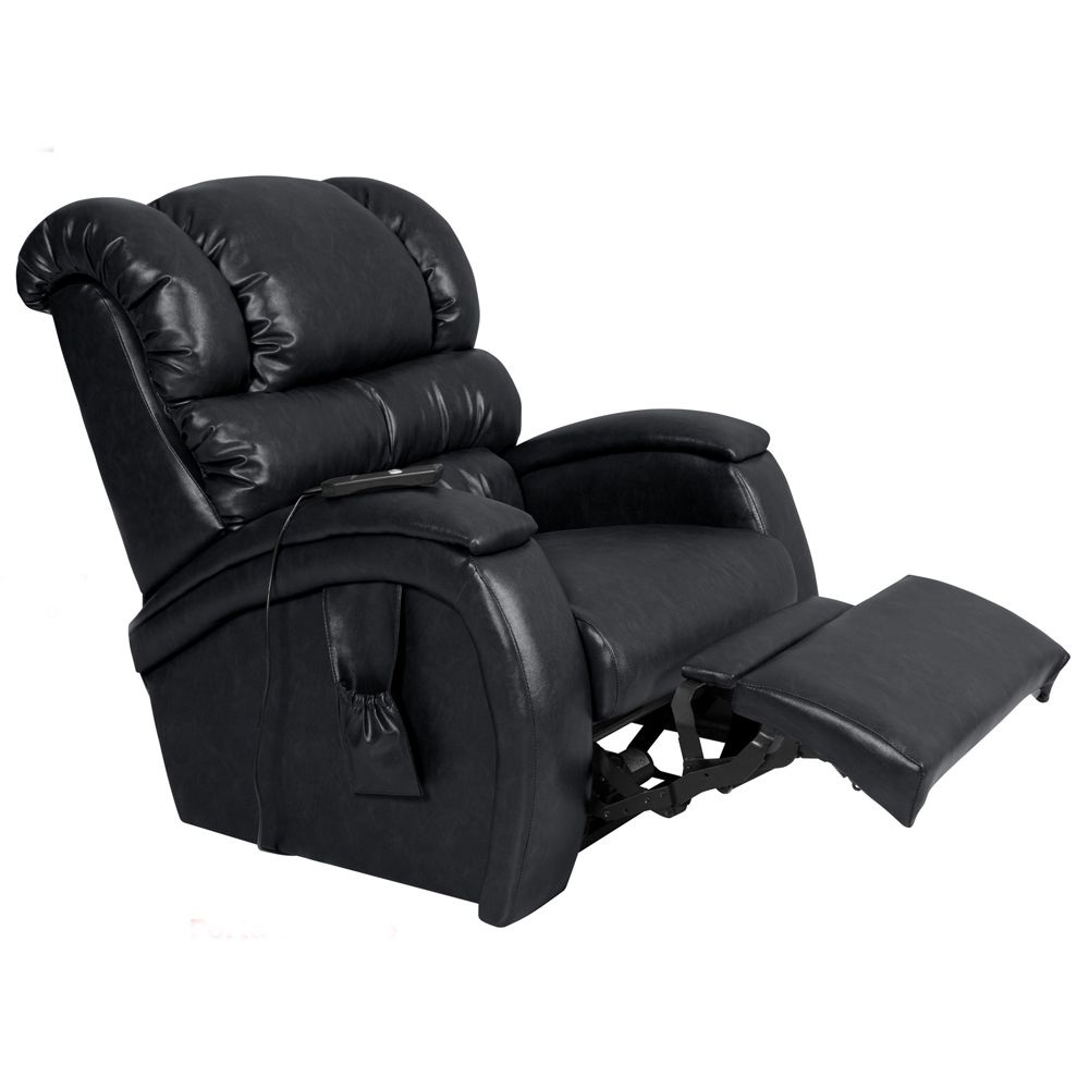 Poltrona do Papai Reclinável Elétrica com Controle Sala de Estar Oasis PU Sintético Preto Brilho G23 - Gran Belo