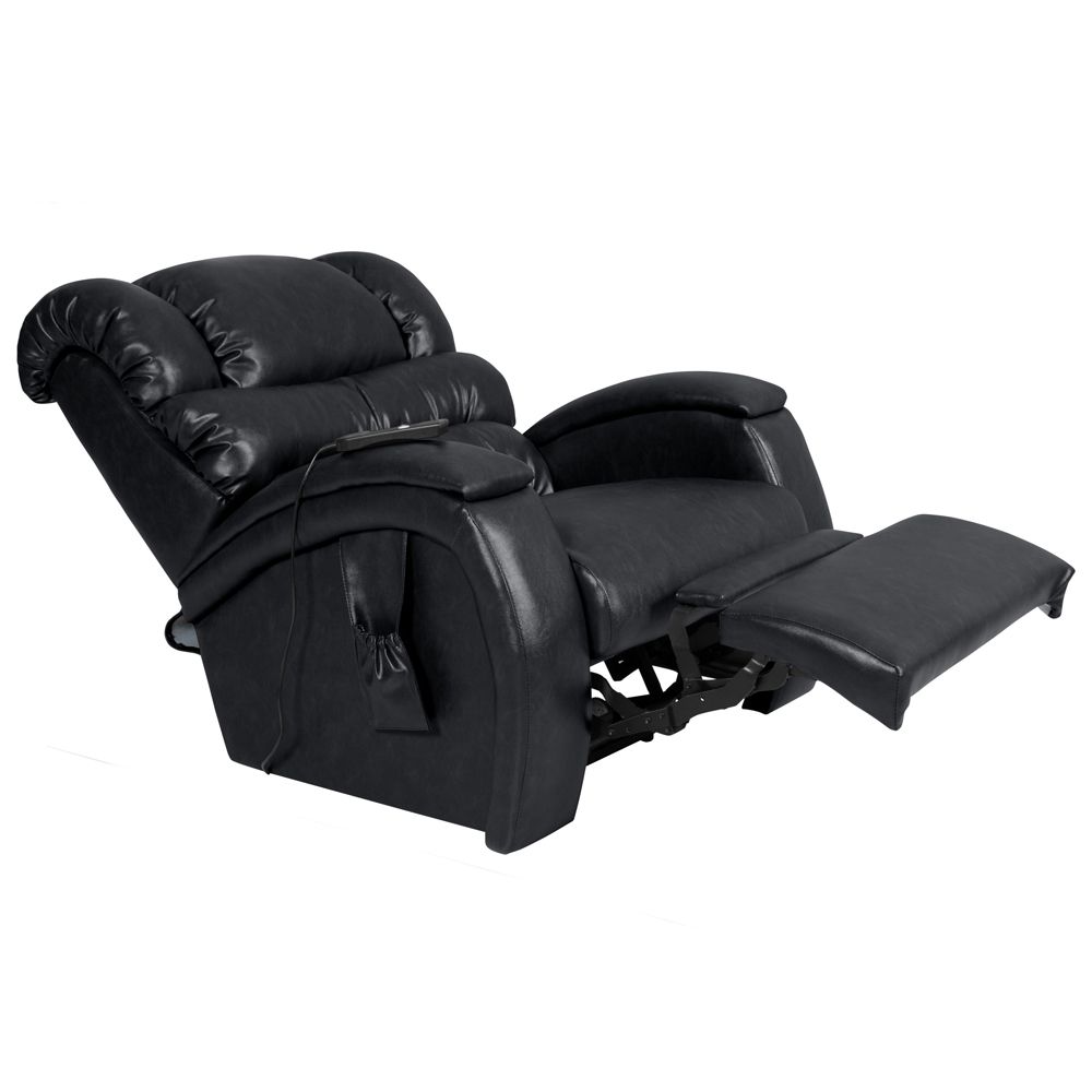 Poltrona do Papai Reclinável Elétrica com Controle Sala de Estar Oasis PU Sintético Preto Brilho G23 - Gran Belo
