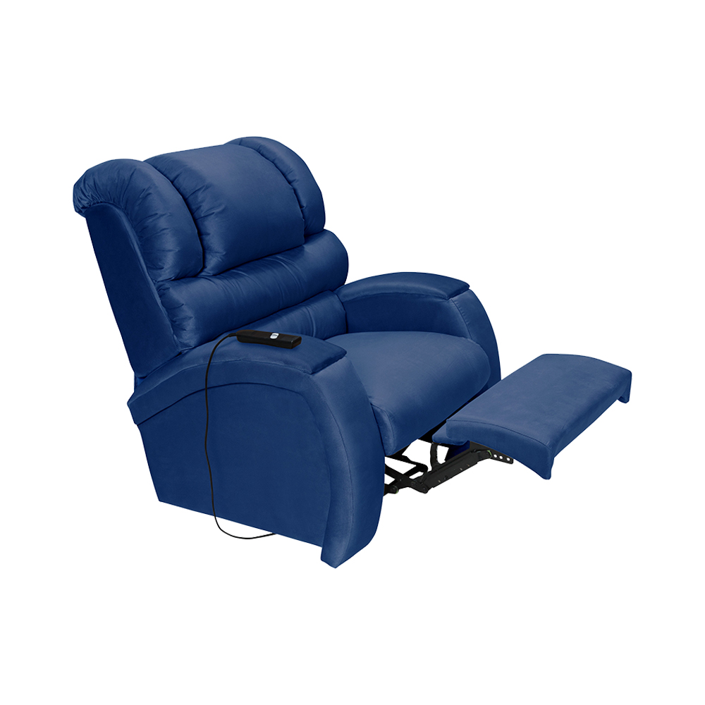 Poltrona do Papai Reclinável Elétrica com Controle Sala de Estar Oasis Veludo Azul G23 - Gran Belo
