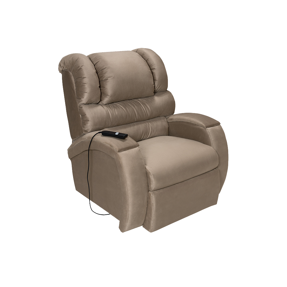 Poltrona do Papai Reclinável Elétrica com Controle Sala de Estar Oasis Veludo Nude G23 - Gran Belo