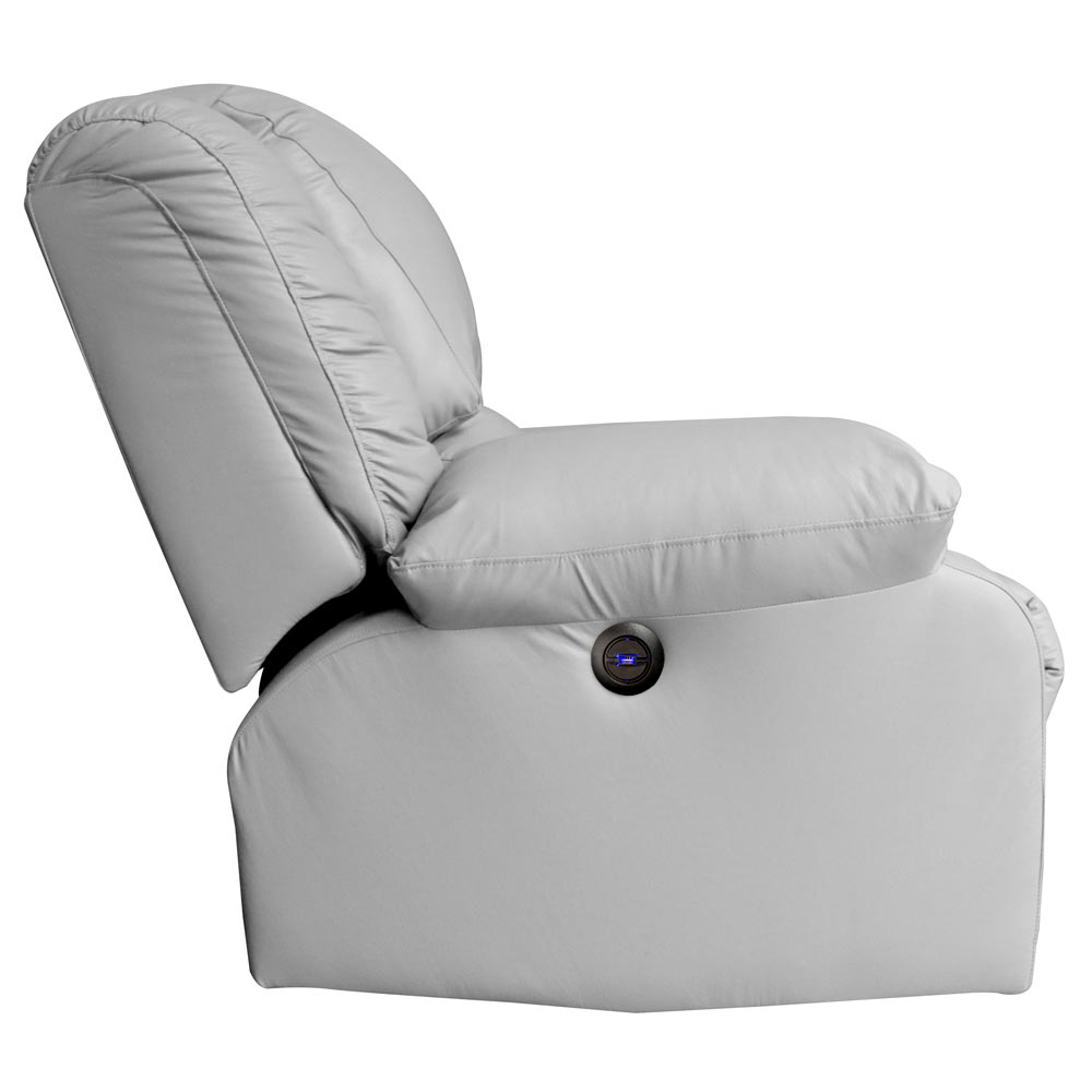 Poltrona do Papai Reclinável Elétrica com Entrada USB Magnum PU Sintético Branco G23 - Gran Belo