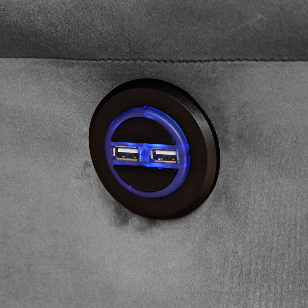 Poltrona do Papai Reclinável Elétrica com Entrada USB Magnum Veludo Cinza G23 - Gran Belo