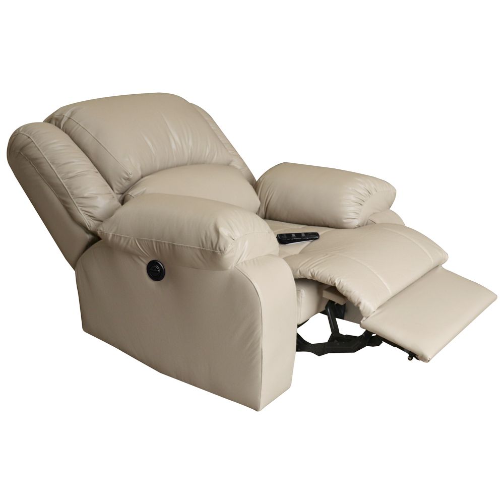 Poltrona do Papai Reclinável Elétrica com Massagem Magnum PU Sintético Bege G23 - Gran Belo