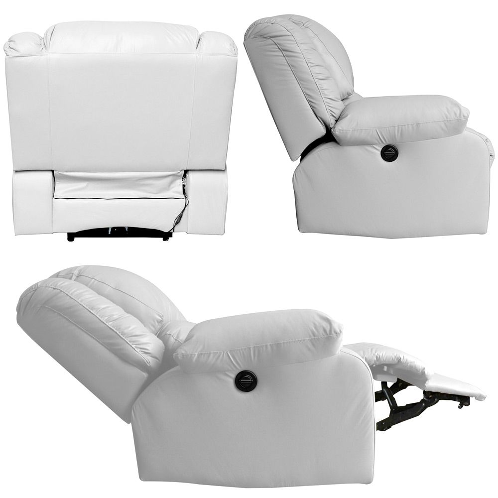 Poltrona do Papai Reclinável Elétrica com Massagem Magnum PU Sintético Branco G23 - Gran Belo