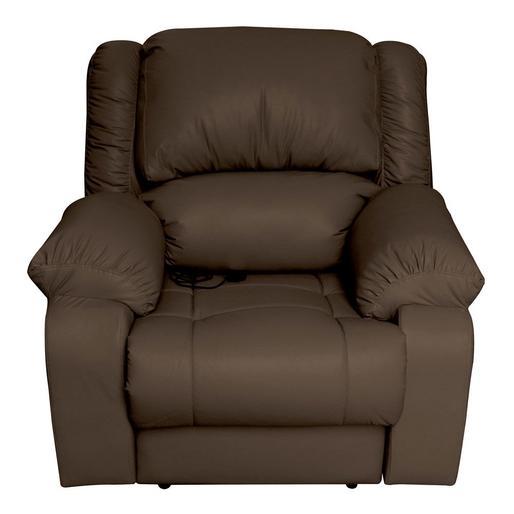 Poltrona do Papai Reclinável Elétrica com Massagem Magnum PU Sintético Marrom Fosco G23 - Gran Belo