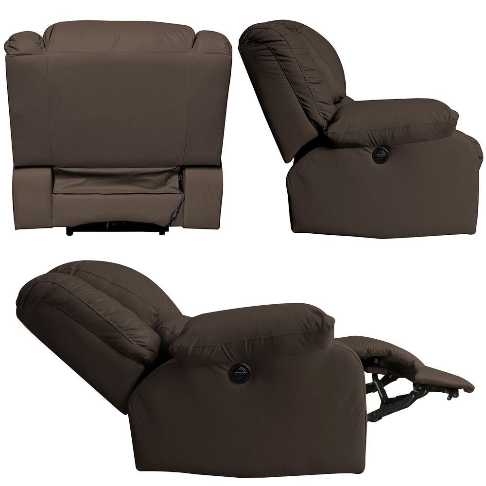 Poltrona do Papai Reclinável Elétrica com Massagem Magnum PU Sintético Marrom Fosco G23 - Gran Belo