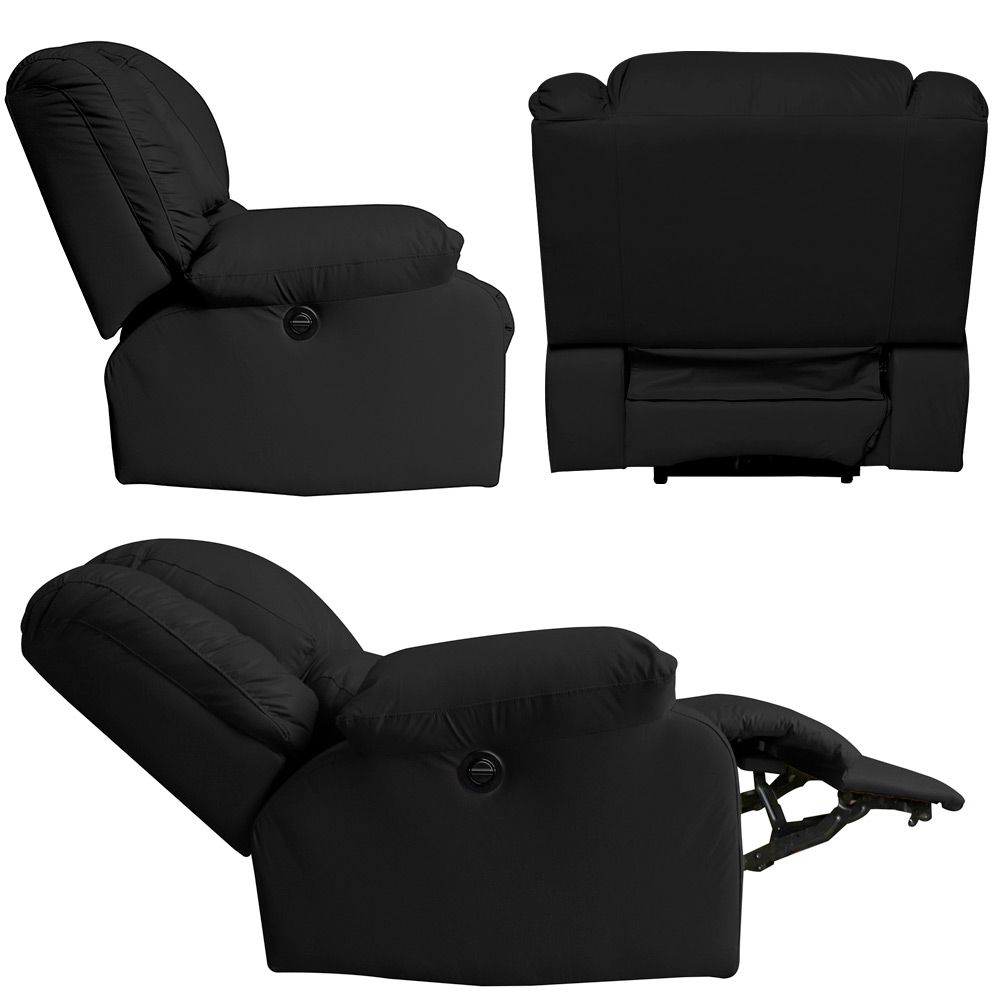 Poltrona do Papai Reclinável Elétrica com Massagem Magnum PU Sintético Preto G23 - Gran Belo