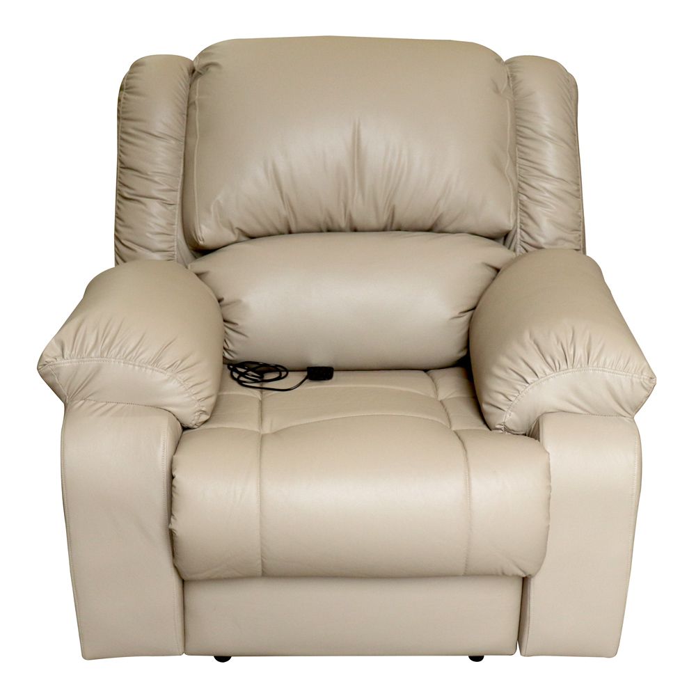 Poltrona do Papai Reclinável Elétrica com Massagem e USB Magnum PU Sintético Bege G23 - Gran Belo